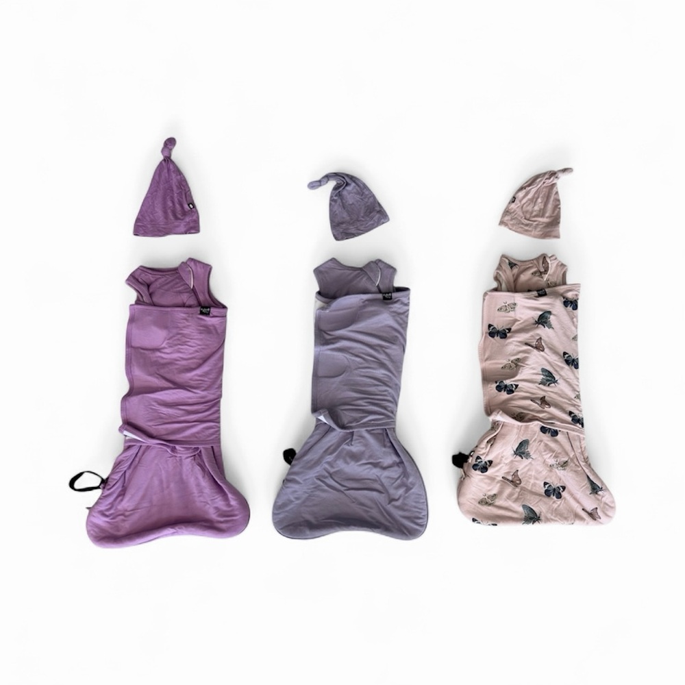 Kyte BABY Kids Pajama Sleep Sack SWADDLE with matching hats COMBO